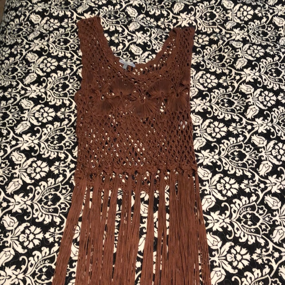 Charlotte Russe crop/long fringe top